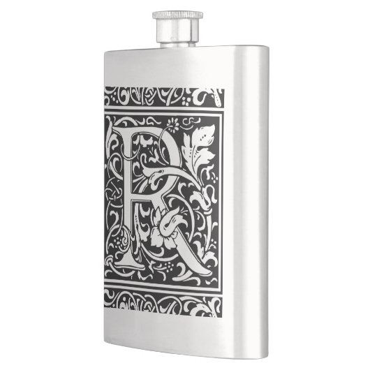 Letter R Mittelalterliche Monogram Art Nouveau Flachmann (Links)