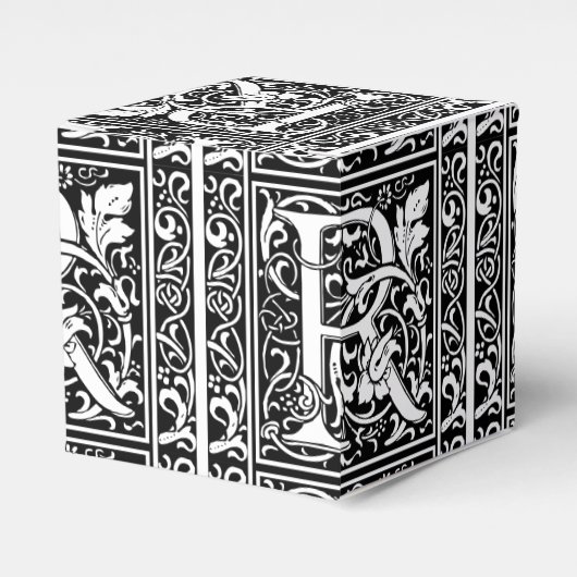 Letter R Mittelalterliche Monogram Art Nouveau Geschenkschachtel (Vorderseite)