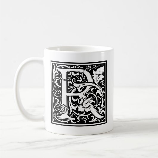 Letter R Mittelalterliche Monogram Art Nouveau Kaffeetasse (Links)