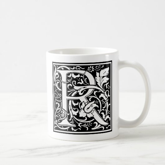 Letter R Mittelalterliche Monogram Art Nouveau Kaffeetasse (Rechts)