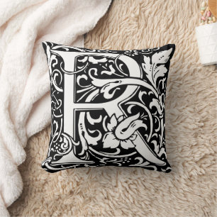 Letter R Mittelalterliche Monogram Art Nouveau Kissen