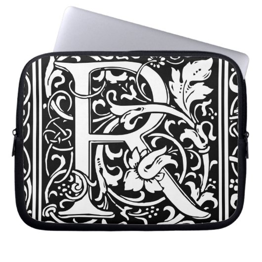 Letter R Mittelalterliche Monogram Art Nouveau Laptopschutzhülle (Vorderseite)