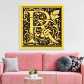 Letter R Mittelalterliche Monogram Art Nouveau Leinwanddruck (Insitu (Wohnzimmer))