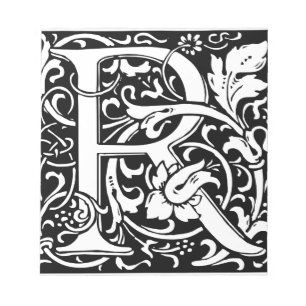Letter R Mittelalterliche Monogram Art Nouveau Notizblock
