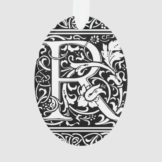 Letter R Mittelalterliche Monogram Art Nouveau Ornament (Rückseite)