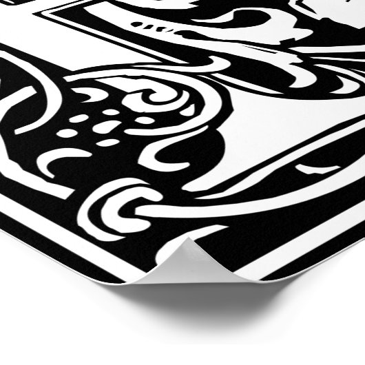 Letter R Mittelalterliche Monogram Art Nouveau Poster (Ecke)