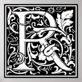 Letter R Mittelalterliche Monogram Art Nouveau Poster (Vorne)