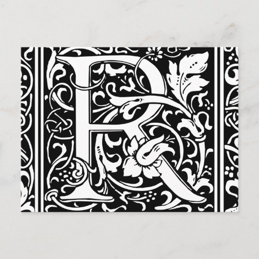 Letter R Mittelalterliche Monogram Art Nouveau Postkarte (Vorderseite)