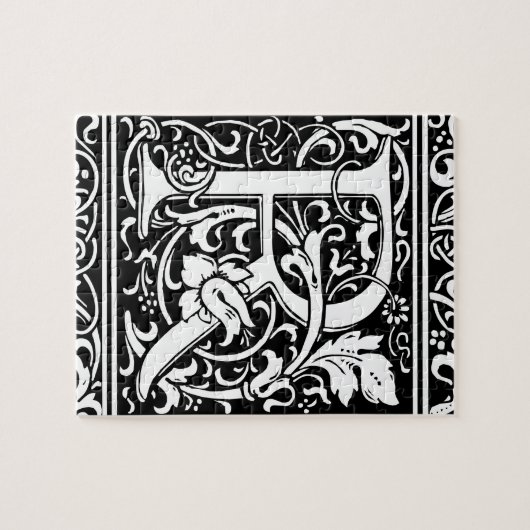 Letter R Mittelalterliche Monogram Art Nouveau Puzzle (Horizontal)