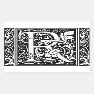 Letter R Mittelalterliche Monogram Art Nouveau Rechteckiger Aufkleber