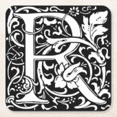 Letter R Mittelalterliche Monogram Art Nouveau Rechteckiger Pappuntersetzer (Vorderseite)