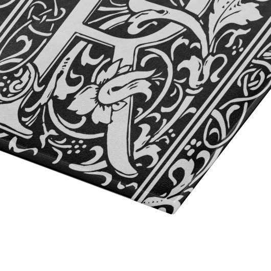 Letter R Mittelalterliche Monogram Art Nouveau Schneidebrett (Ecke)