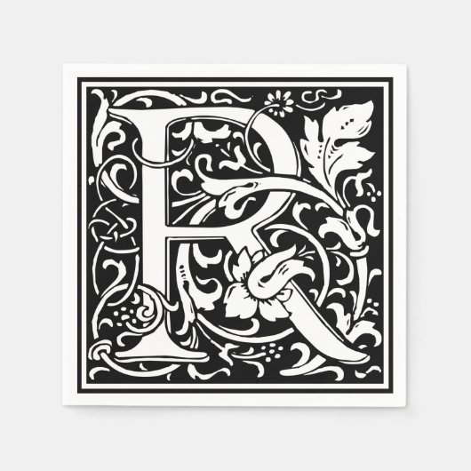 Letter R Mittelalterliche Monogram Art Nouveau Serviette (Vorderseite)