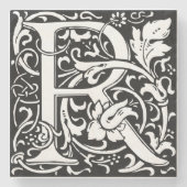 Letter R Mittelalterliche Monogram Art Nouveau Steinuntersetzer (Vorderseite)