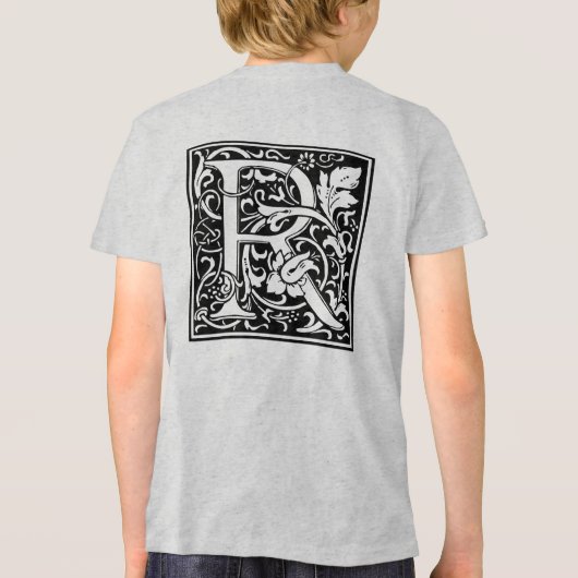 Letter R Mittelalterliche Monogram Art Nouveau Tri-Blend Shirt (Rückseite)