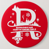 Letter R Monogram Anfangsname Familienname Gruß Button (Vorderseite)