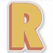 Letter R Monogram, Bold 3D Type Font Initial Aufkleber (Vorderseite)