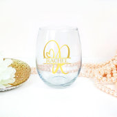 Letter R Monogram Bridesmaid Gift, Modernes Elegan Weinglas Ohne Stiel
