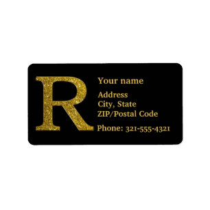 Letter R Monogram-Glitzer-Adressenaufkleber Adressaufkleber