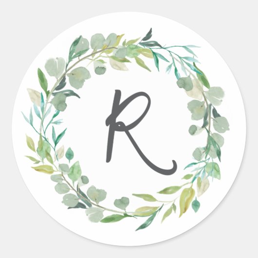 Letter R Monogram, Initial Sticker Umschlag Aufkle (Vorderseite)