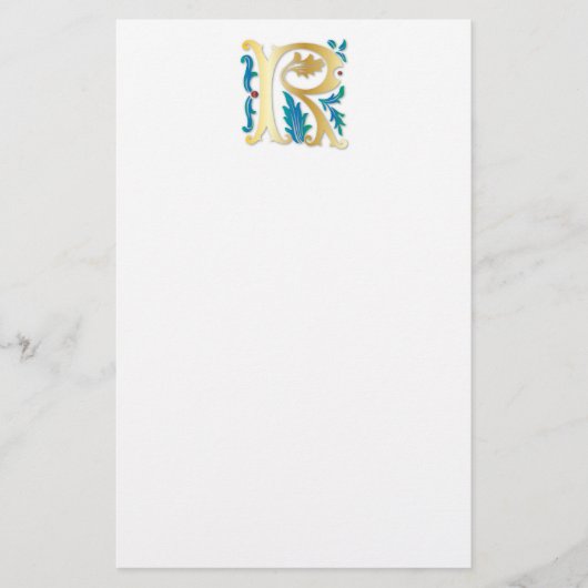 Letter R Monogram-Lilie Briefpapier (Vorderseite)
