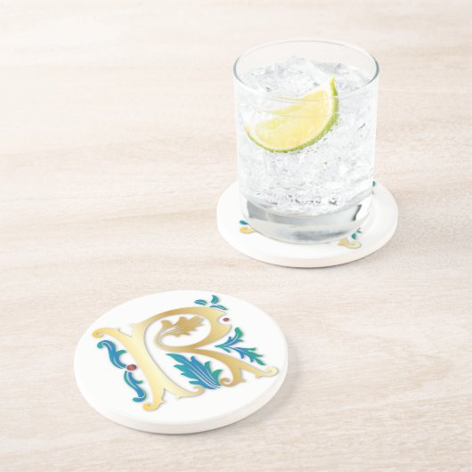 Letter R Monogram-Lilie Getränkeuntersetzer (Seite)