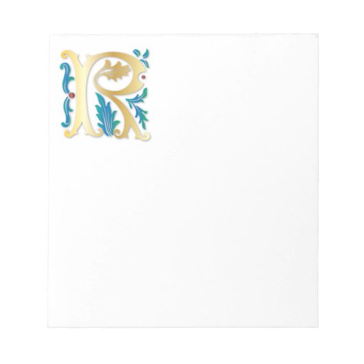 Letter R Monogram-Lilie Notizblock (Vorderseite)