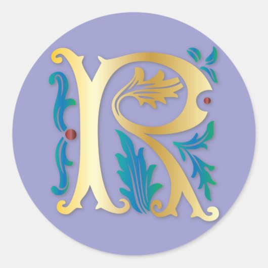 Letter R Monogram-Lilie Runder Aufkleber (Vorderseite)