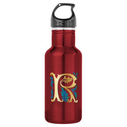 Letter R Monogram-Lilie Trinkflasche (Vorderseite)