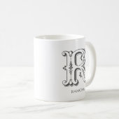 Letter R Monogram Modern Name Kaffeetasse (VorderseiteRechts)
