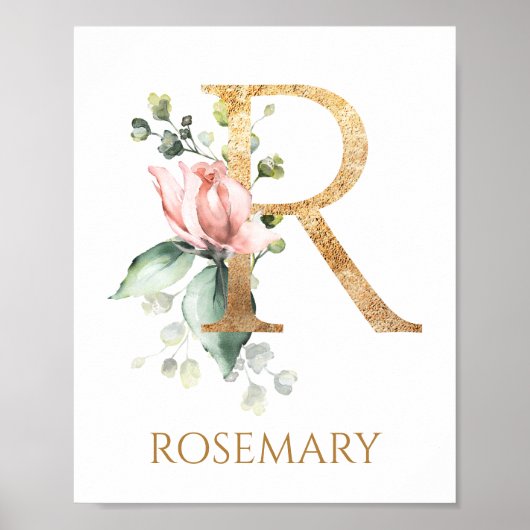 Letter R Monogram Pink Peach Rose Kinderzimmer Pos Poster (Vorne)