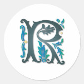 Letter R Monogram Runder Aufkleber (Vorderseite)