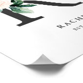 Letter R Monogram Watercolor Peach Florals Kinderz Poster (Ecke)