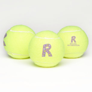 Letter R-Monogramm-Mädchen personalisiert lila  Tennisbälle