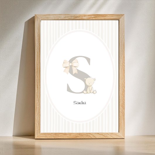Letter R Nursery Wall Art - Custom Baby Name Print Poster