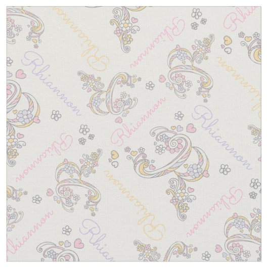 Letter R Rhiannon individuelle Name Pastell Stoff (Nahaufnahme)