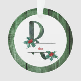 *~* Letter R Rustikales Weihnachtsbaumholz AP44 Ornament