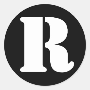 Letter R Stencil Alphabet von Janz Black Runder Aufkleber