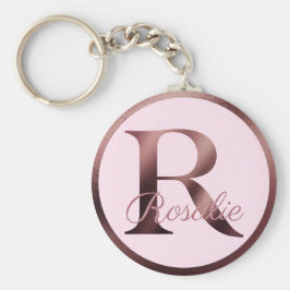 Letter R Stilvoll rosa Metallische Rose Gold Monog Schlüsselanhänger