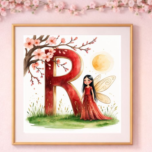 Letter R Sunrise Fairy Poster Golden Sun Alphabet 