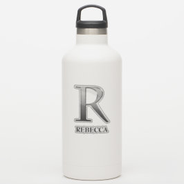 Letter R Two-Tone Silver Gray und Name Aufkleber