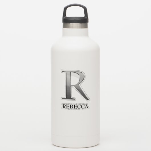 Letter R Two-Tone Silver Gray und Name Aufkleber (Wassserflasche)