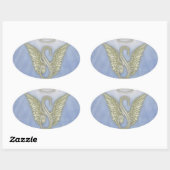 Letter S Angel Monogram Ovaler Aufkleber (Blatt)