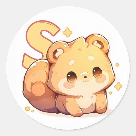 Letter S Anime-Tier Runder Aufkleber (Vorderseite)