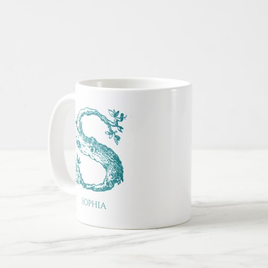 Letter S Aquamarin Monogram Modern Name Kaffeetasse (Vorderseite Links)