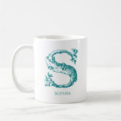 Letter S Aquamarin Monogram Modern Name Kaffeetasse (Links)