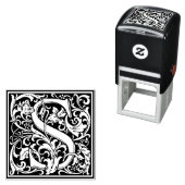 Letter S art nouveau schwarz-weiß Tile Permastempel (Beispiel)