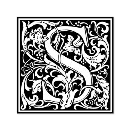 Letter S art nouveau schwarz-weiß Tile Permastempel
