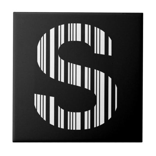 LETTER S BAR CODE Erstes erstes Barcode-Muster Fliese (Vorderseite)