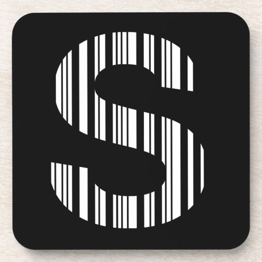 LETTER S BAR CODE Erstes erstes Barcode-Muster Getränkeuntersetzer (Vorderseite)
